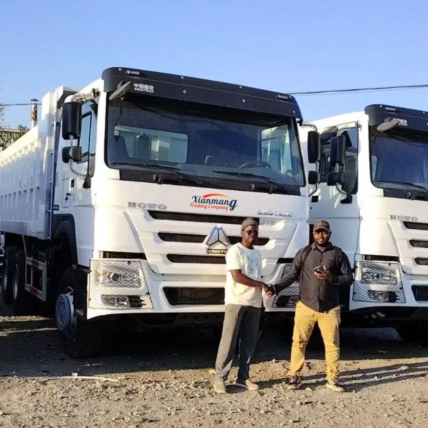 Latest company Cases about Dua teman dari Kongo mengunjungi tempat parkir truk kami dan memilih untuk membeli 2 HOWO 371 truk putih.