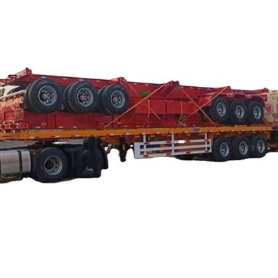 Beli 3 Axle 20ft Shipping Container Flatbed Semi Truck Flatbed Semi Trailer Dengan Bolster online manufacture