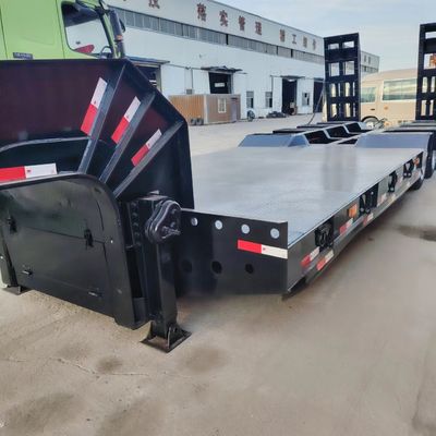 Beli New 3 Axle Lowbed Trailer Transport Bulldozer Lowboy Gooseneck Semi Trailer Dengan Suspensi Mekanis online manufacture
