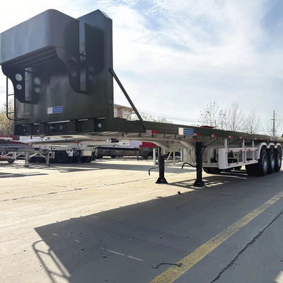 Beli Baru 40FT tiga poros 12 ban flatbed Semi trailer Dengan anti-lock sistem rem Untuk kontainer dan kargo Transportasi online manufacture