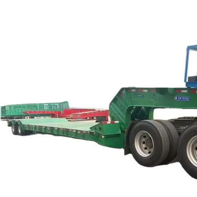 Harga yang bagus Front Loading Lowboy Trailer 4 axle 120ton Detachable Gooseneck Hydraulic Removable Drop Deck Lowbed Trailer untuk Kenya on line