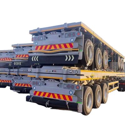 Harga yang bagus Kontainer Pengiriman Efisiensi Tinggi Semi-Trailer Biru 30-80 Ton 2 3 4 Poros Semi-Trailer Flatbed on line