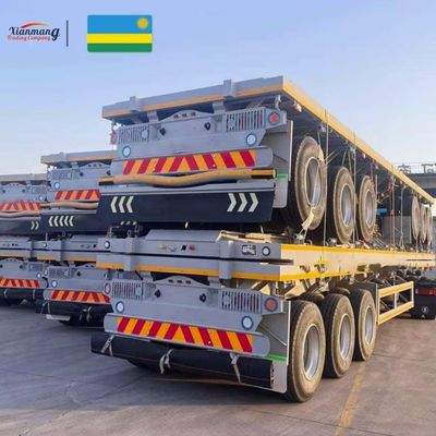 Harga yang bagus 40ft 3 Dan 4axles 48ft 53ft Platform flatbed Container Semi Trailer Dengan Lantai Baja Traktor 3-5mm Plat Berlian on line