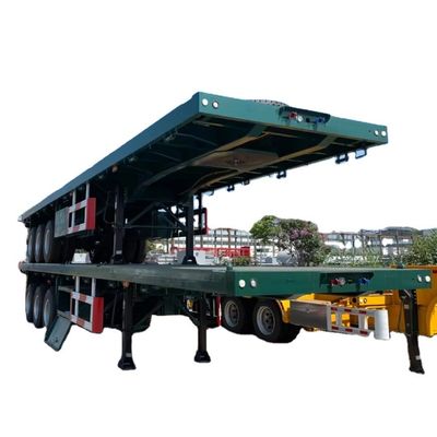 Harga yang bagus Disesuaikan 3 Axle 40 Ft Semi Truck Trailer Flatbed Container Semi Trailer Dengan Headboard on line