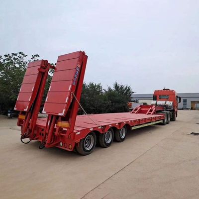 Harga yang bagus Semi-Trailer Low-Bed dengan 3 Axis Hydraulic Ladder and Automatic Ramps 40T-100T Kapasitas Beban di Afrika Selatan on line