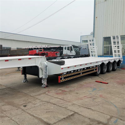 Harga yang bagus 40-100ton Beban 4 Axle Low Bed Semi-Trailer dengan 16 Ban dan 12R20 Ban Model JOST Kingpin Bolted atau Las on line