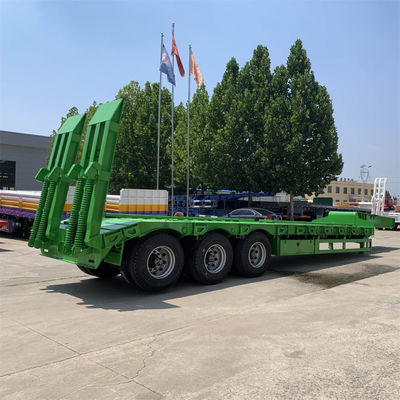 Harga yang bagus 3-Axis 60t Dump Semi-Trailer dengan Ramp Hydraulic Low Bed Trailer dan 4/5/6mm tebal Grid Plate on line